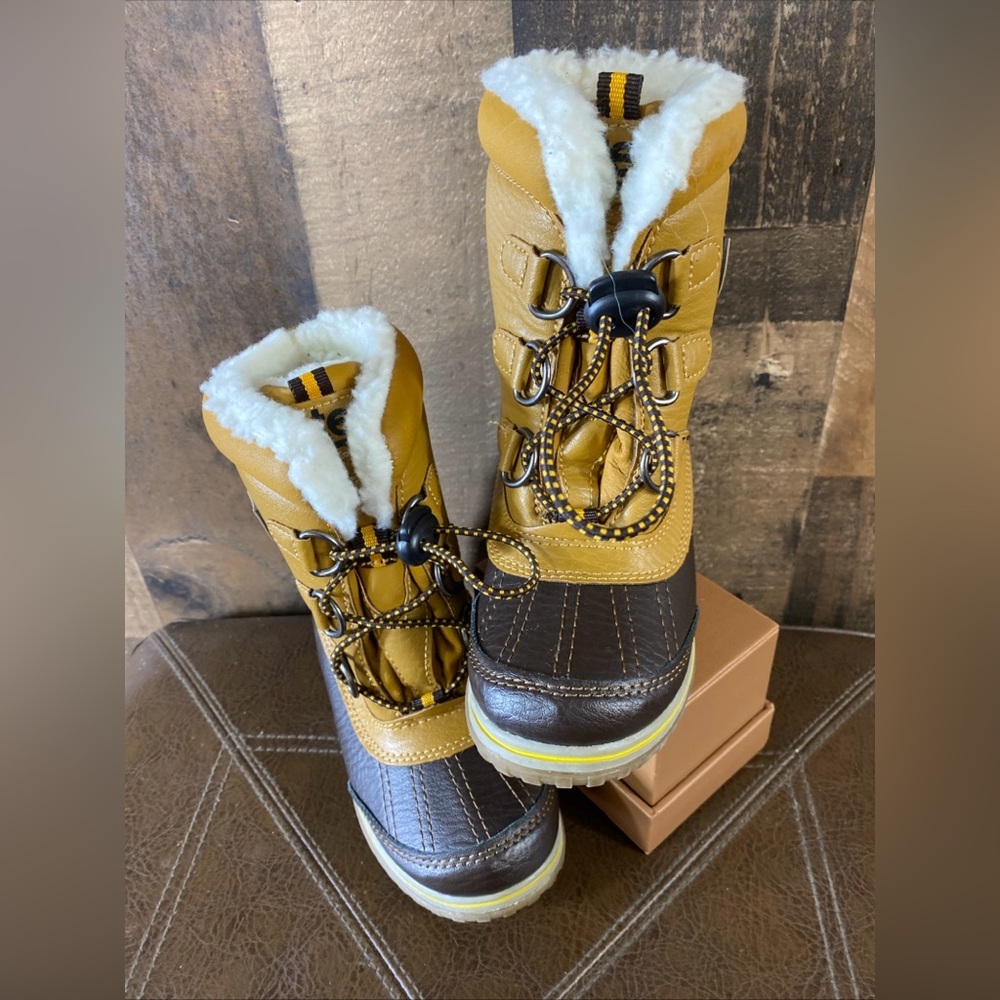 Totes Kids Lil Morris Wheat Brown Lined Winter Snow Rain Boots‎ Size 10T Toddler